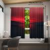 Modern Art Inspired Ribbed Pocket Curtains Tricot Polyester Plain Ombre Sunset Seascape Print Semi Sheer Room Darkening Set Of 2 Made