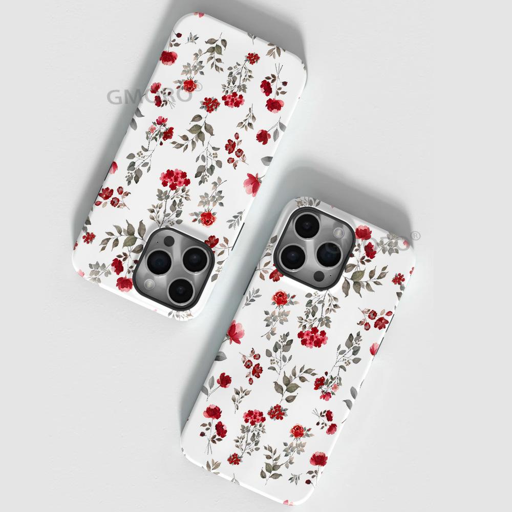 Double-layer Processed French Rose Floral MagSafe Magnetic Suction iPhone17 Mobile Phone Case Anti-drop Protective Case