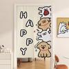 Cartoon Puppy Line Art Door Curtain: Privacy with Light-Permeable, No-Drill Hanging Design