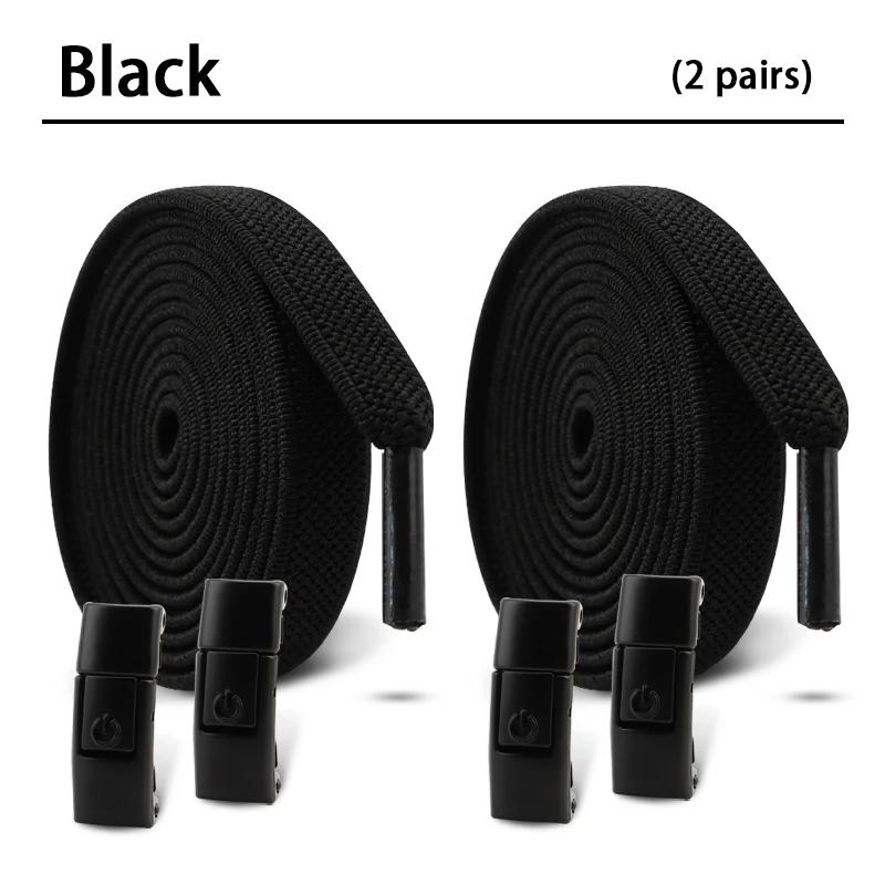 1/2Pair 8MM Flat No Tie Shoelaces Elastic Shoelace Metal Buckle Shoelaces Without Ties Sneakers Children Laces Shoe Accessories