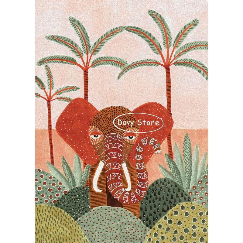 Boho Dschungeltiere Tiger Affe Giraffe Kokospalme Poster Kinderzimmer Leinwandgemälde Wandkunst Druck Bild Baby Kinderzimmer Dekor