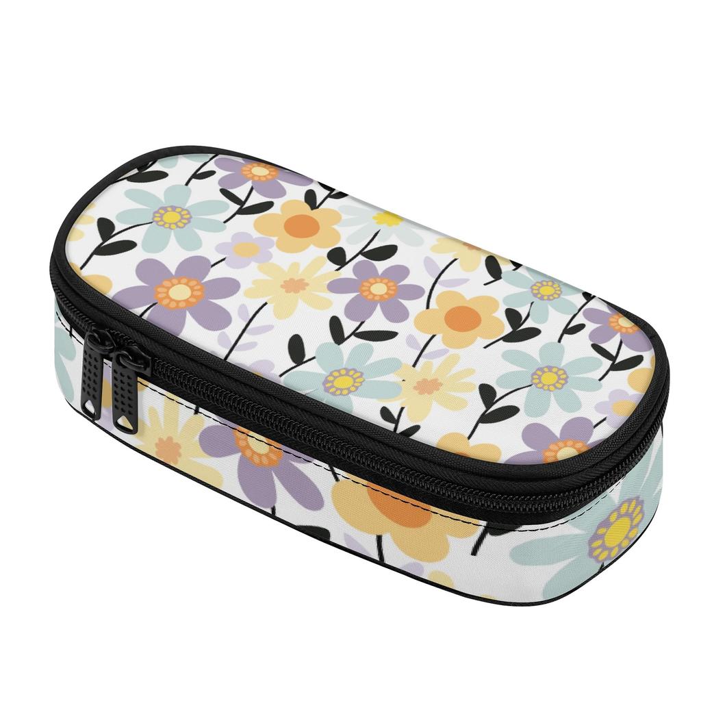 Pen Case Casual Spacious Storage 300D Polyester Smooth Zipper with Mesh Pocket Removable Divider and Pen Slots for Students