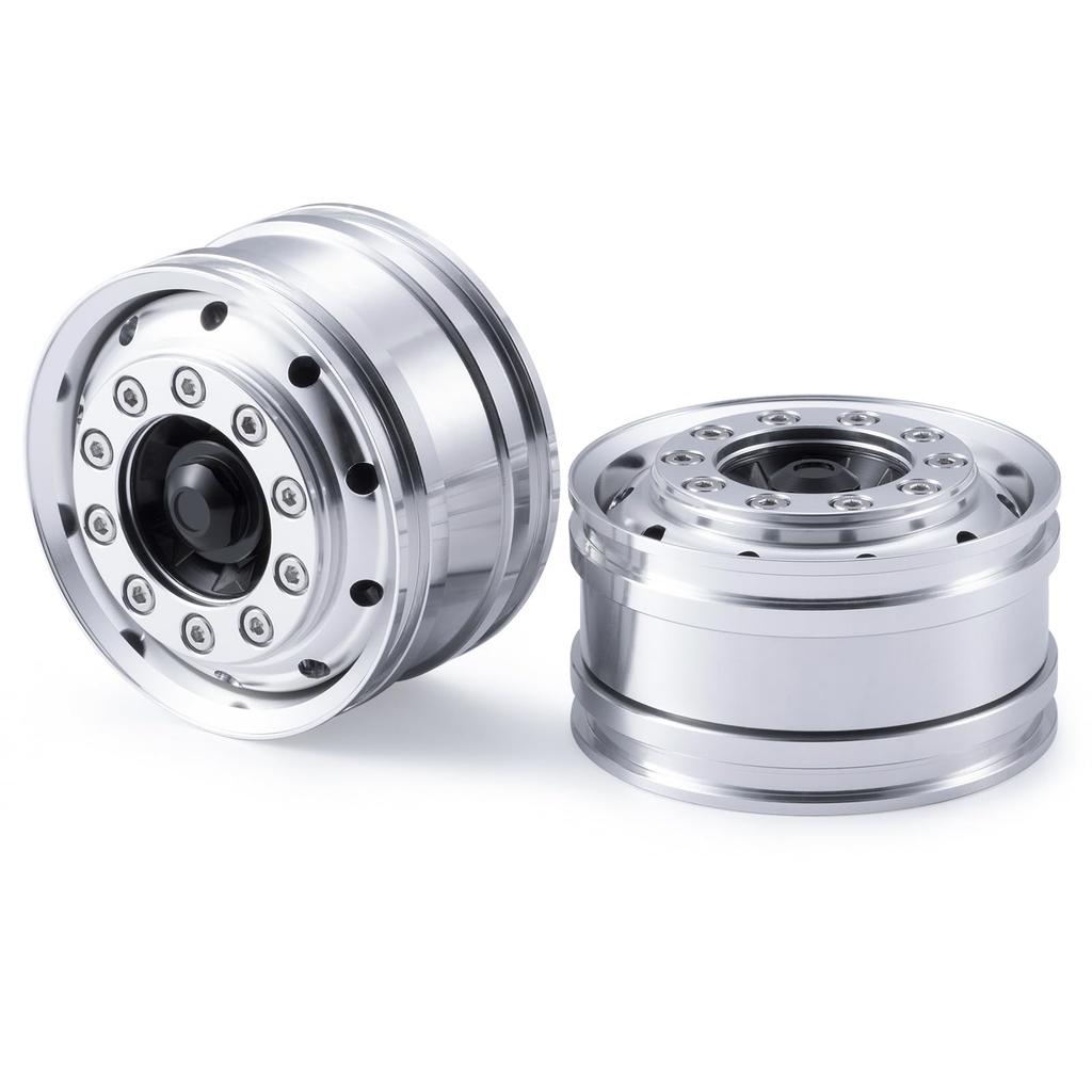 TRZX 2 Aluminum Front Wheel Rim Upgrade Parts for 1/14 Tamiya Trailer Truck RC Car (2 Pieces)