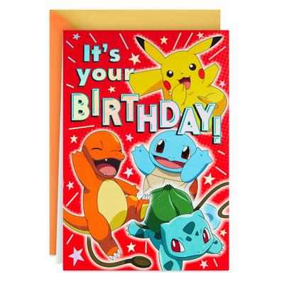 Hallmark Pokemon Pop-up Birthday Cards for Kids (Pikachu, Zetortoise, Charmander, Bulbasaur)