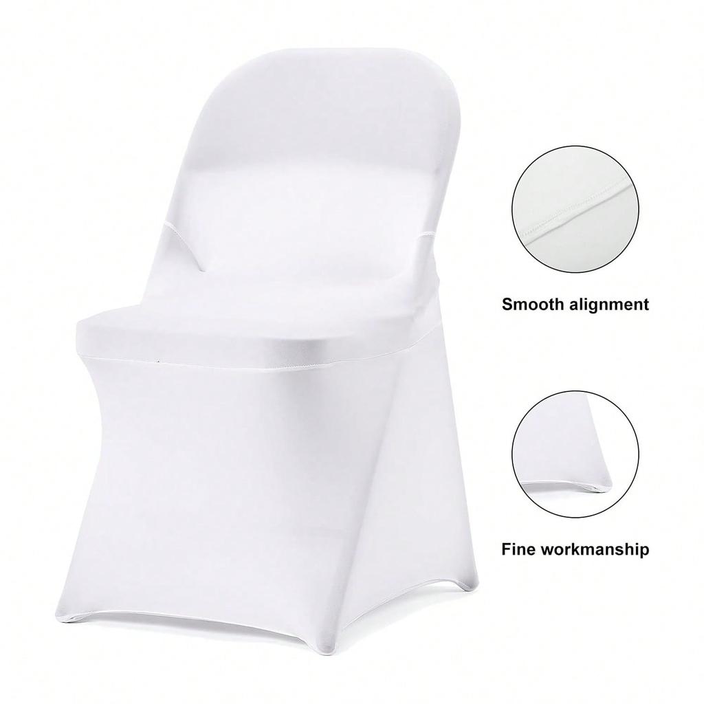 White Stretch Chair Cover Universal Washable Slipcover for Folding Kitchen Dining Chairs Wedding Party Banquet Event Decor