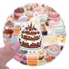 55 Sheets Cartoon Birthday Cake Graffiti Stickers - Waterproof for Notebooks & Luggage