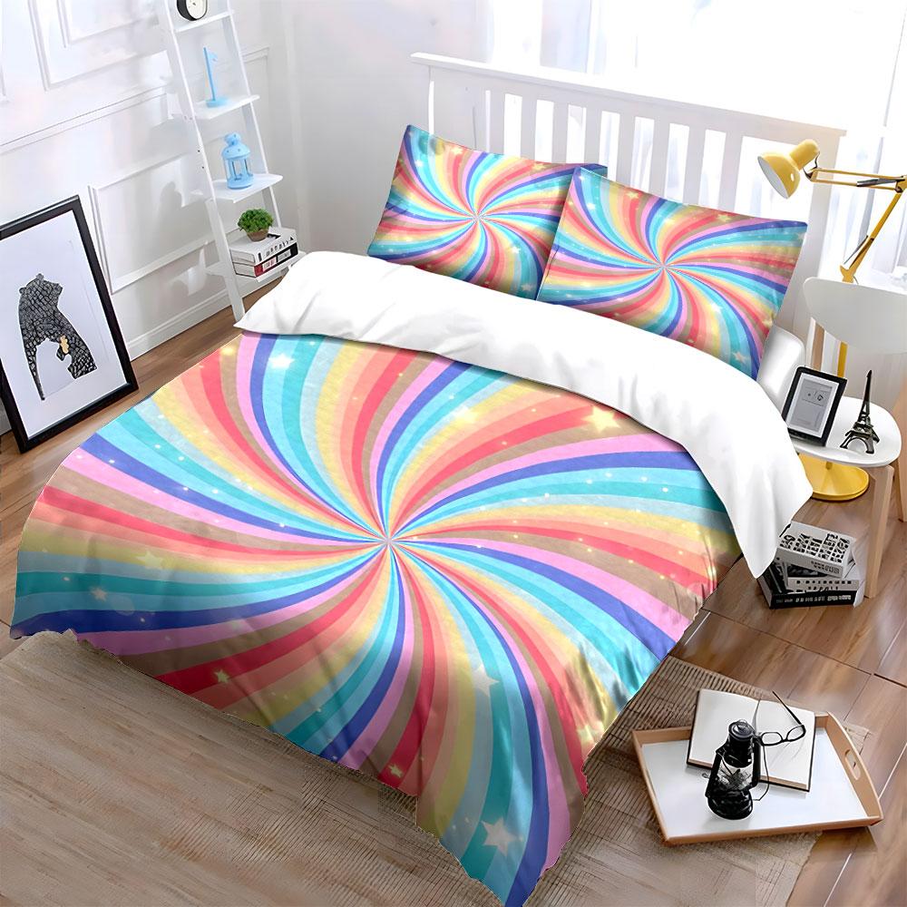 "Colorful Starburst Home Decor Set" Bedding Set with 1 Duvet Cover 2 Pillowcases Single Double King Queen, Gift