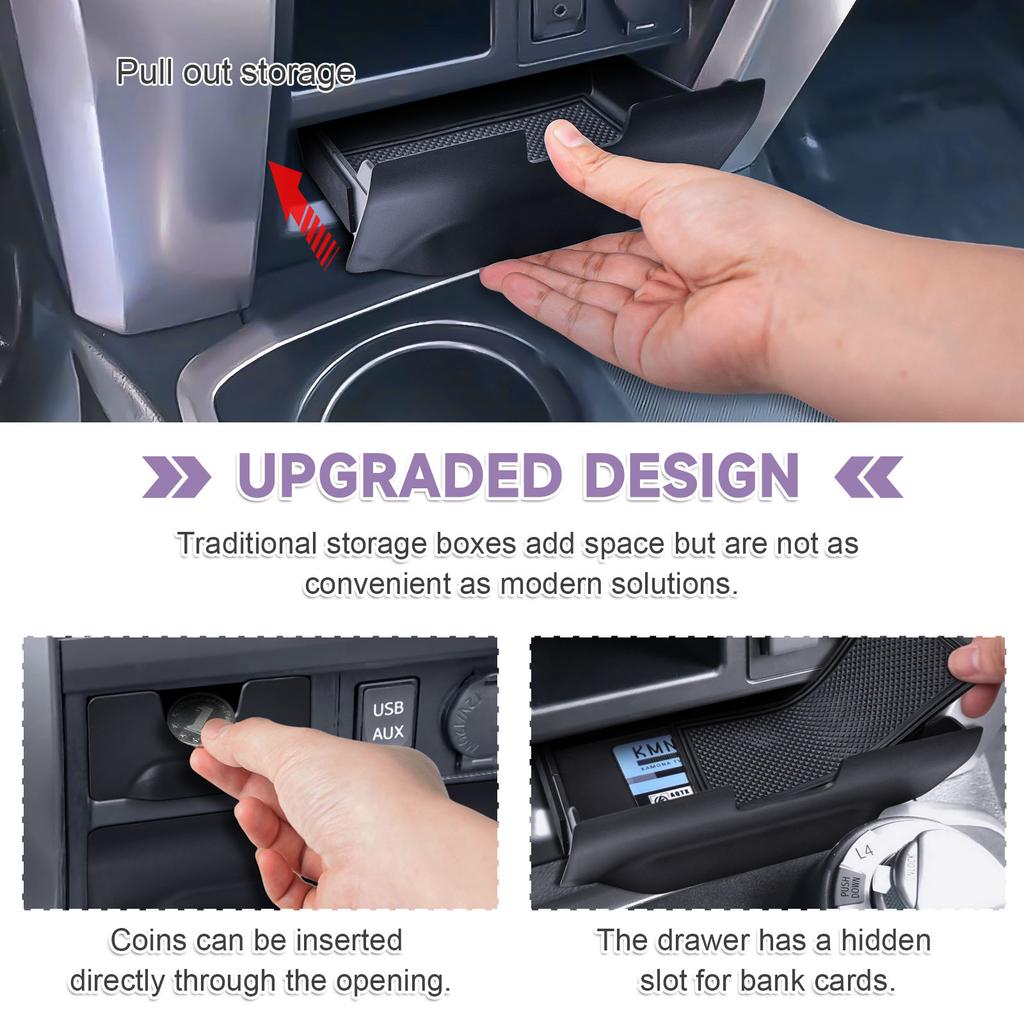 2 STÜCK Mittelkonsolen-Schubladen-Aufbewahrungsbox für Toyota 4Runner Zubehör 2014-2025 2025 2025 Schubladen Einsätze Ablagefach Organizer