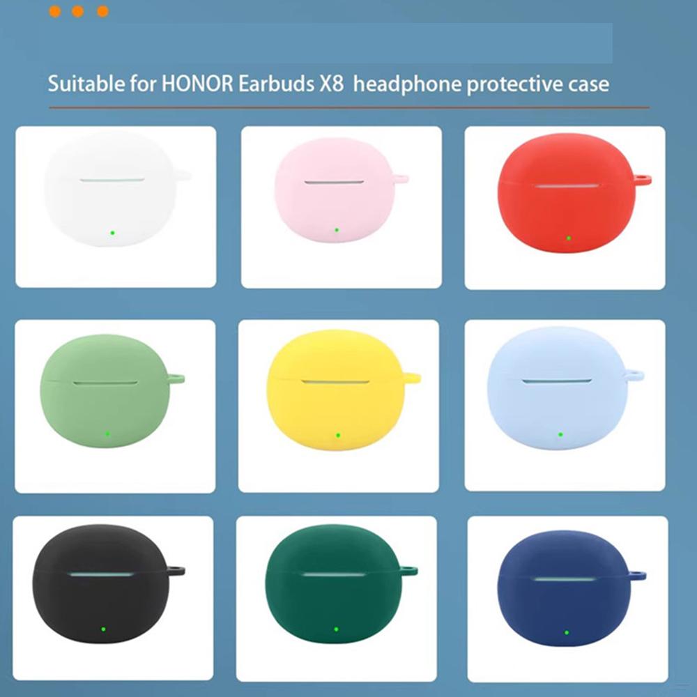 For Honor Earbuds X8 Silicone Case Wireless Earphones Protective Cover with Anti-Lost Buckle