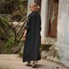 Women's Cotton Linen Shirt Dress Casual Rolled-Up Sleeve Button Dowm Maxi Dress Summer Loose