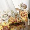Pastoral Style Eucalyptus Leaves Sunflower Plant Sheer Curtains Home Window Decor Voile Tulle Curtains For Living Room Bedroom