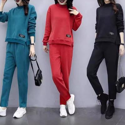 Losse Casual Sportpak Dames Lente en Herfst Kleding, Grote Maten Dameskleding, Western Stijl, Leeftijdsverminderend Losse Tweedelig Pak