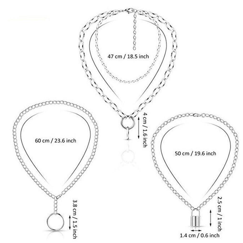 2Pcs Cute Lovely Lock Chain Waterproof Reusable Necklace Locks Pendant Wear-resistant Punk Necklaces for Women Clothes