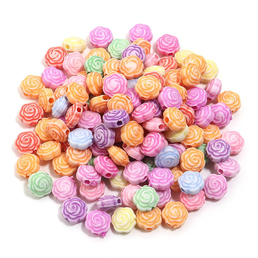 200pcs/lot Multiple Styles Plastic Beads Cat Flower Star Fish Shell Beads Loose Spacer Beads For Jewelry Making DIY Accessories