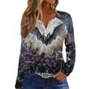 Women's Casual Long Sleeve T-Shirt with Halloween Print V-Neck Button for Parties