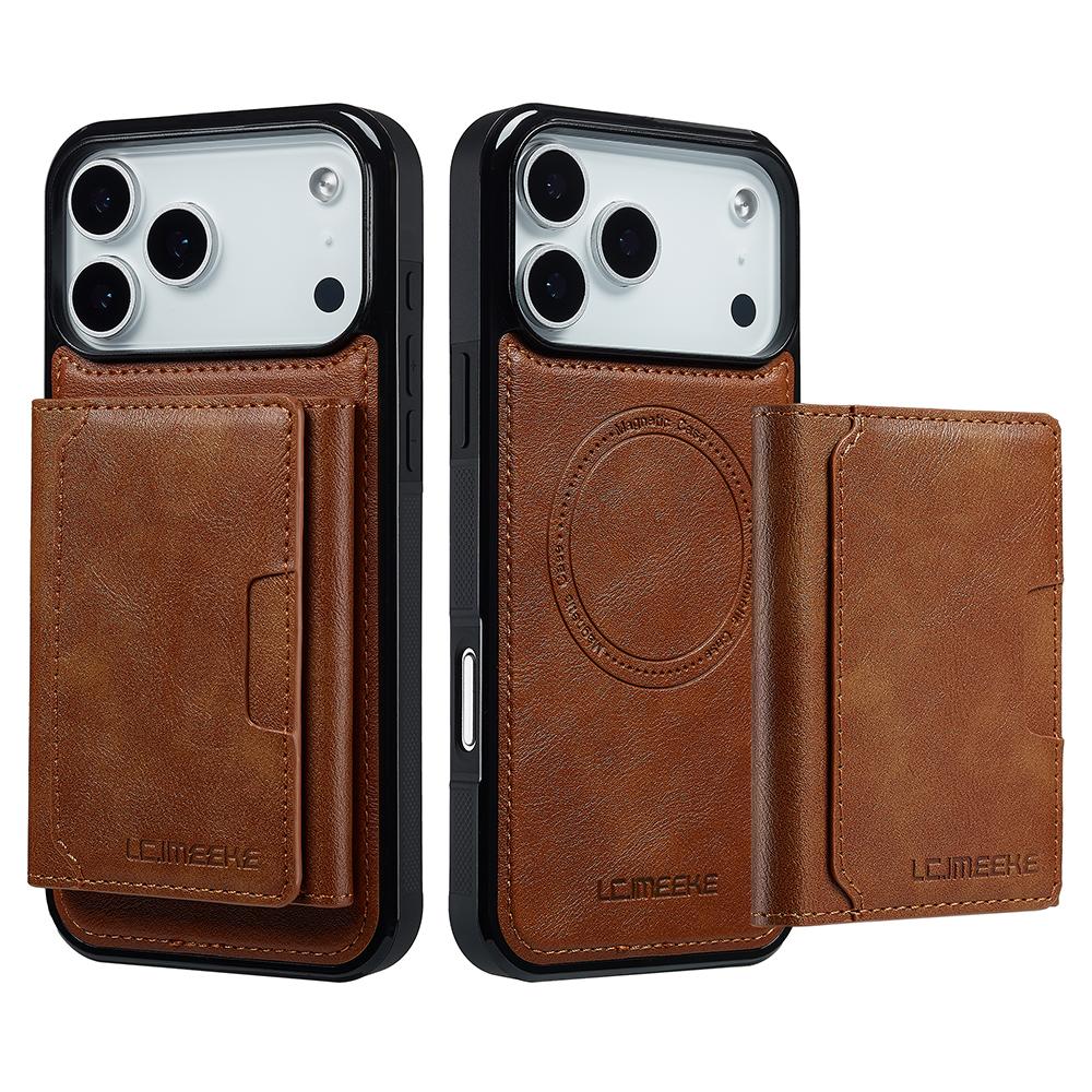 LC.IMEEKE L5 For iPhone 17 Pro Magnetisk Telefondeksel Lær Bakdeksel med Avtakbar Kortholder