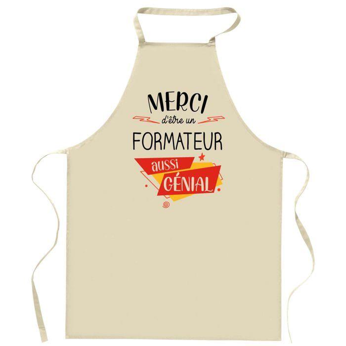 Tablier de cuisine - Formateur Merci Génial - Impression bretonne - Coton épais - Liens ajustables