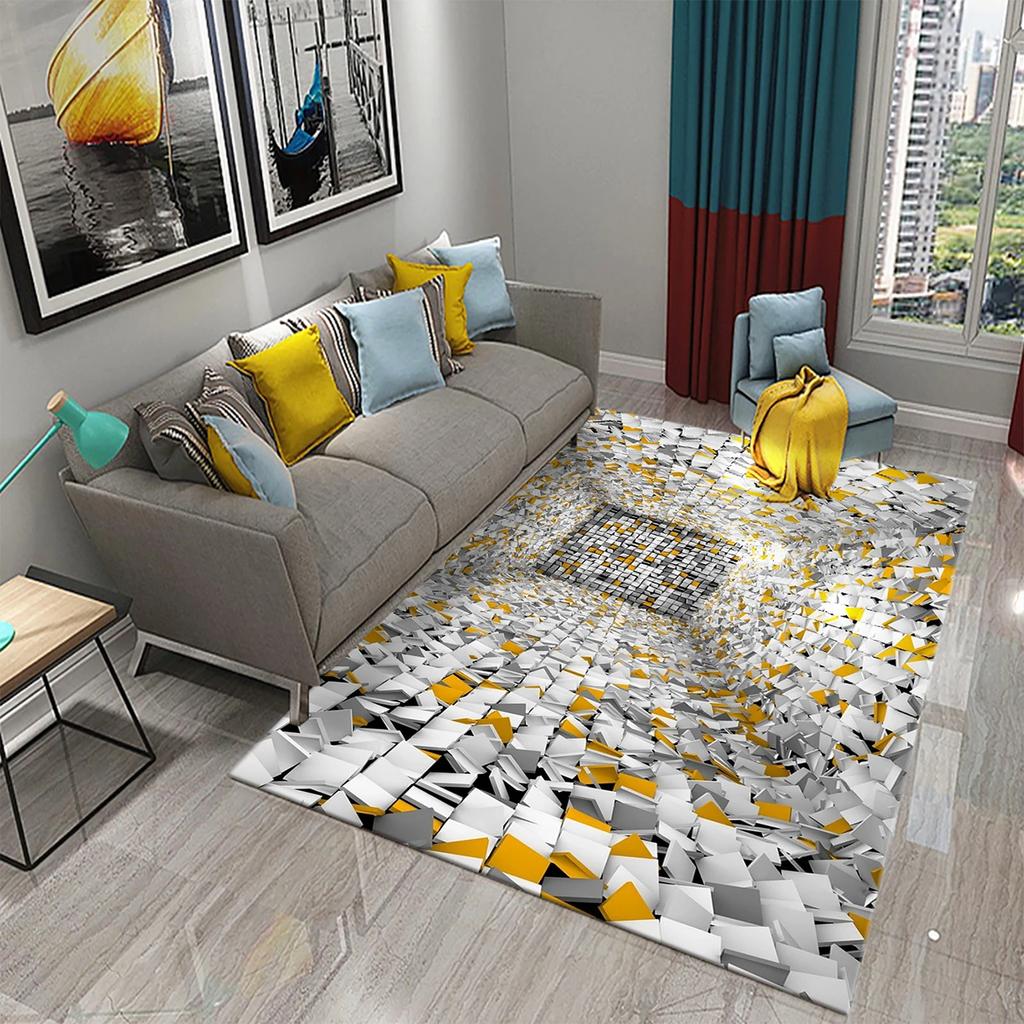 3D Vortex Illusion Teppich Eingangstür Bodenmatte Abstrakte geometrische optische Fußmatte rutschfeste Bodenmatte Wohnzimmer Dekor Teppich