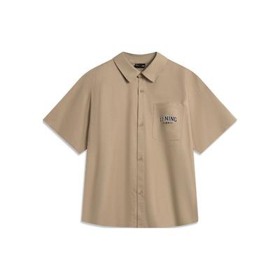 Weekend Youth Polo Collar Single-Breasted Printed Logo Short Sleeve Shirt Men Shirts Khaki ASHU459-4