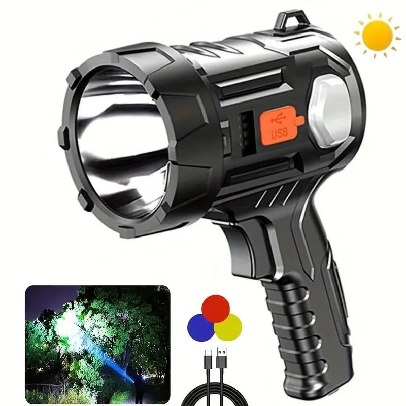 Solar LED Flashlight High Power Torch Multiple Light Sources Outdoor  Emergency Lantern USB Rechargeable Camping Fishing Lamp