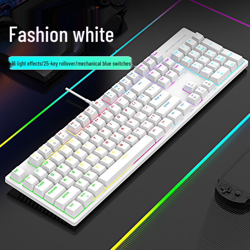 Wired RGB Mechanical Keyboard with Blue Switches, 104 Keys - Perfect for Gaming & Office Use