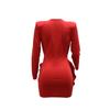 Women's Fashion Sexy V-neck Solid Color Dress Package Hip Long Sleeve Short Evening Dress
