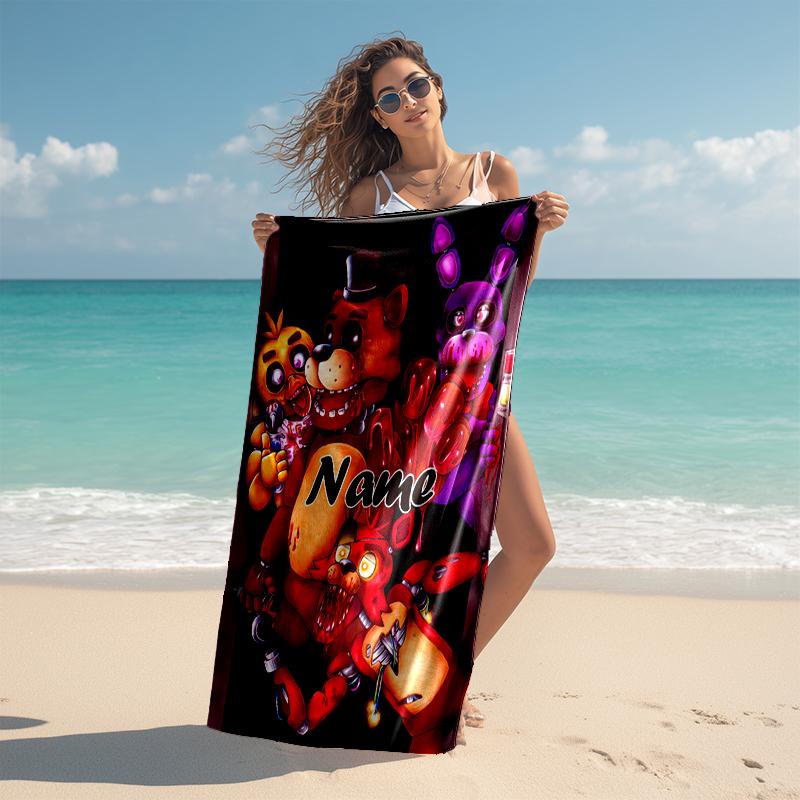Personalized Customized Proof Beach Towel with Five Nights At Freddy's Pattern - Soft, Absorbent, Quick-drying, Perfect Swimming, Camping&bathing