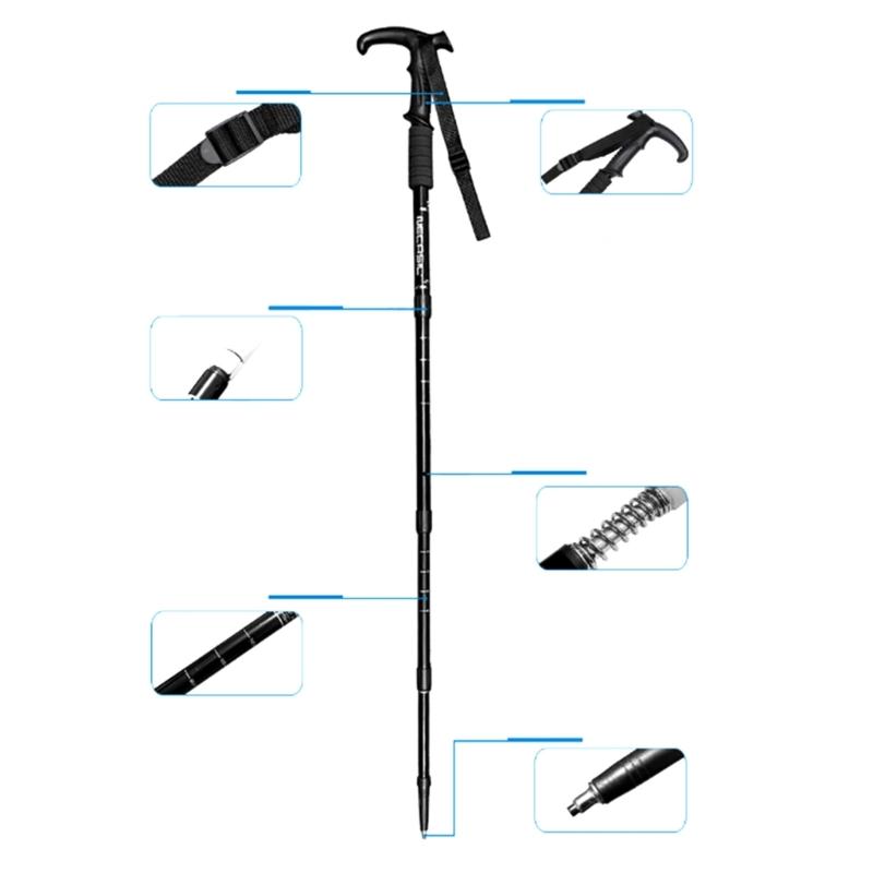 Regulable Aluminum Hiking Stick Portables Ergonomic Bents Handle Trekking Poles for Hiking and Outdoor