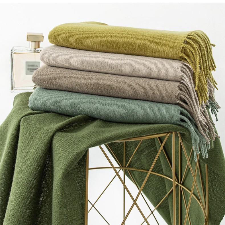New Solid Color Maillard Imitation Cashmere Scarf for Women Autumn and Winter High End Simple Warm Shawl