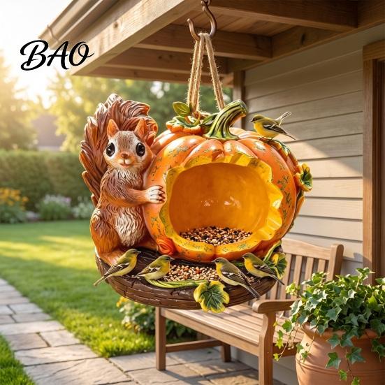 Easy Clean Hanging Bird Feeder Resin Squirrel Feeder, Outdoor Decorative Tree Garden Wild for Backyard Patio Decoration Weather Resistant House