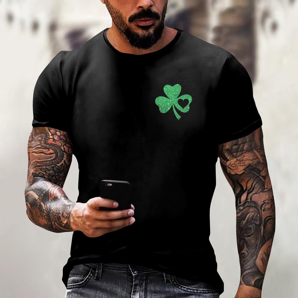 St. Patrick's Day Print - Herren Bedrucktes Lässiges Rundhals Kurzarm T-Shirt