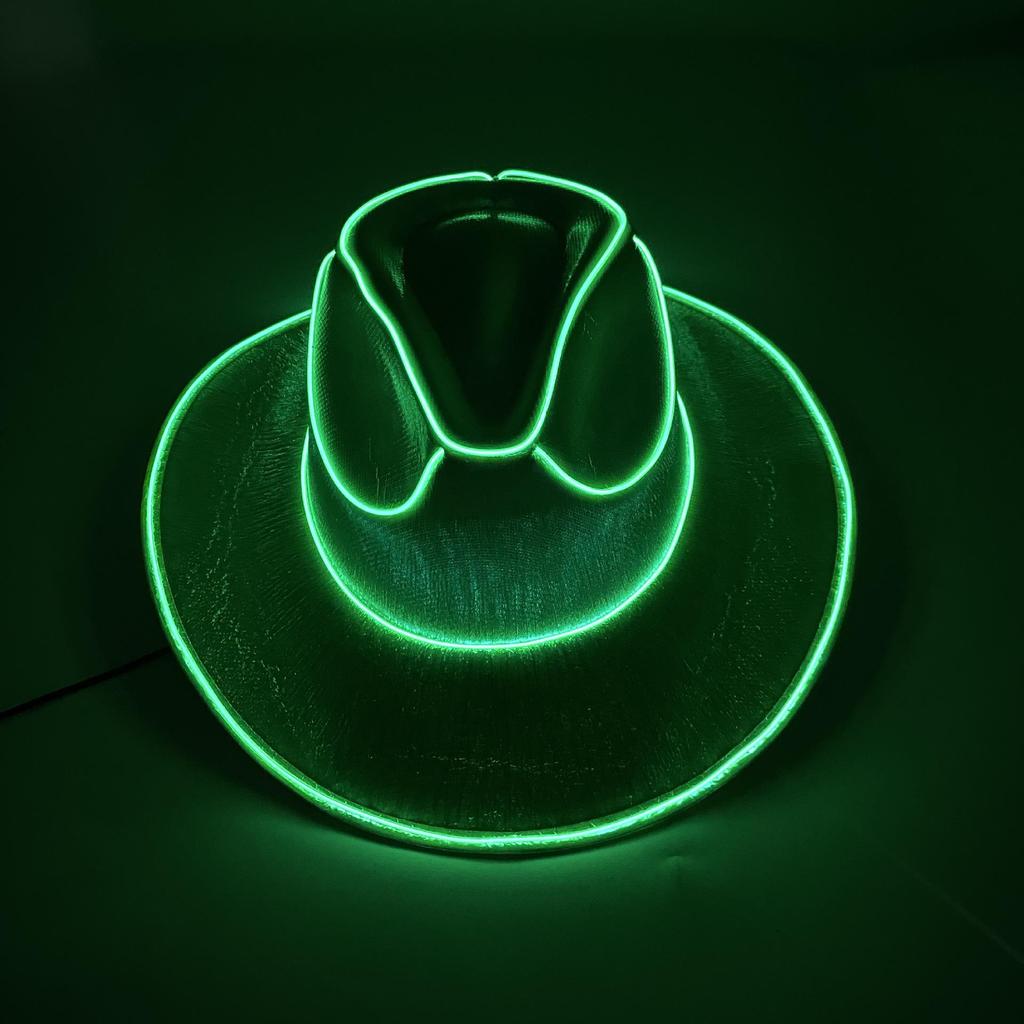 Iridescent LED Light-Up Cowboy Hat for Cosplay & Halloween