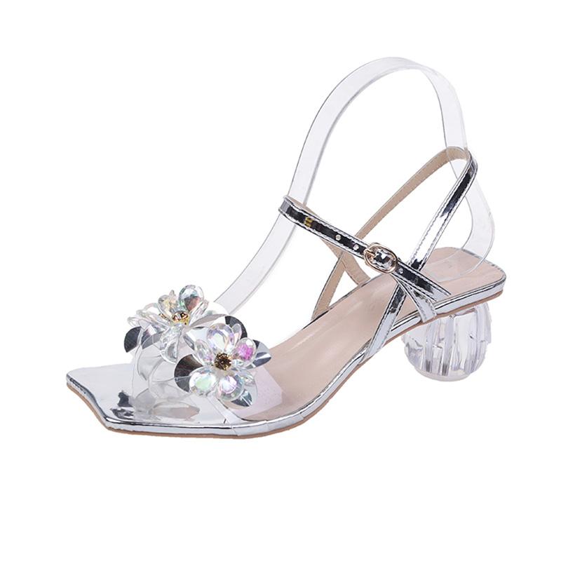 Luxusní dámské robustní značkové sandály na středním podpatku boty jaro léto nová móda křišťálové šaty večírek slingback dámské pantofle