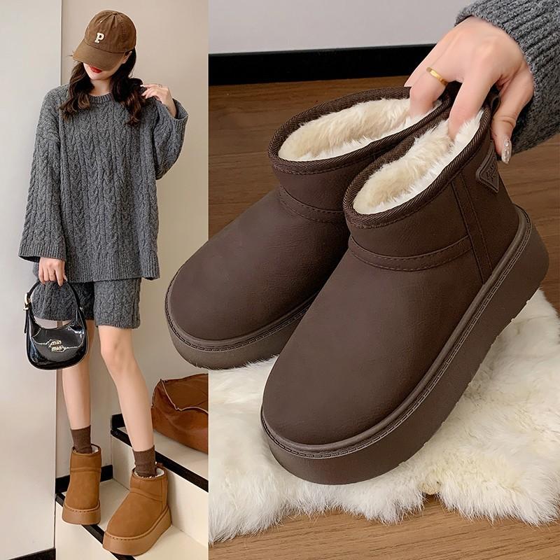 Vielseitige Plateau-Schneestiefel Damen Winter 2025 neue Samt-Thermo-Baumwollschuhe Vielseitige lässige Outdoor-Stiefel