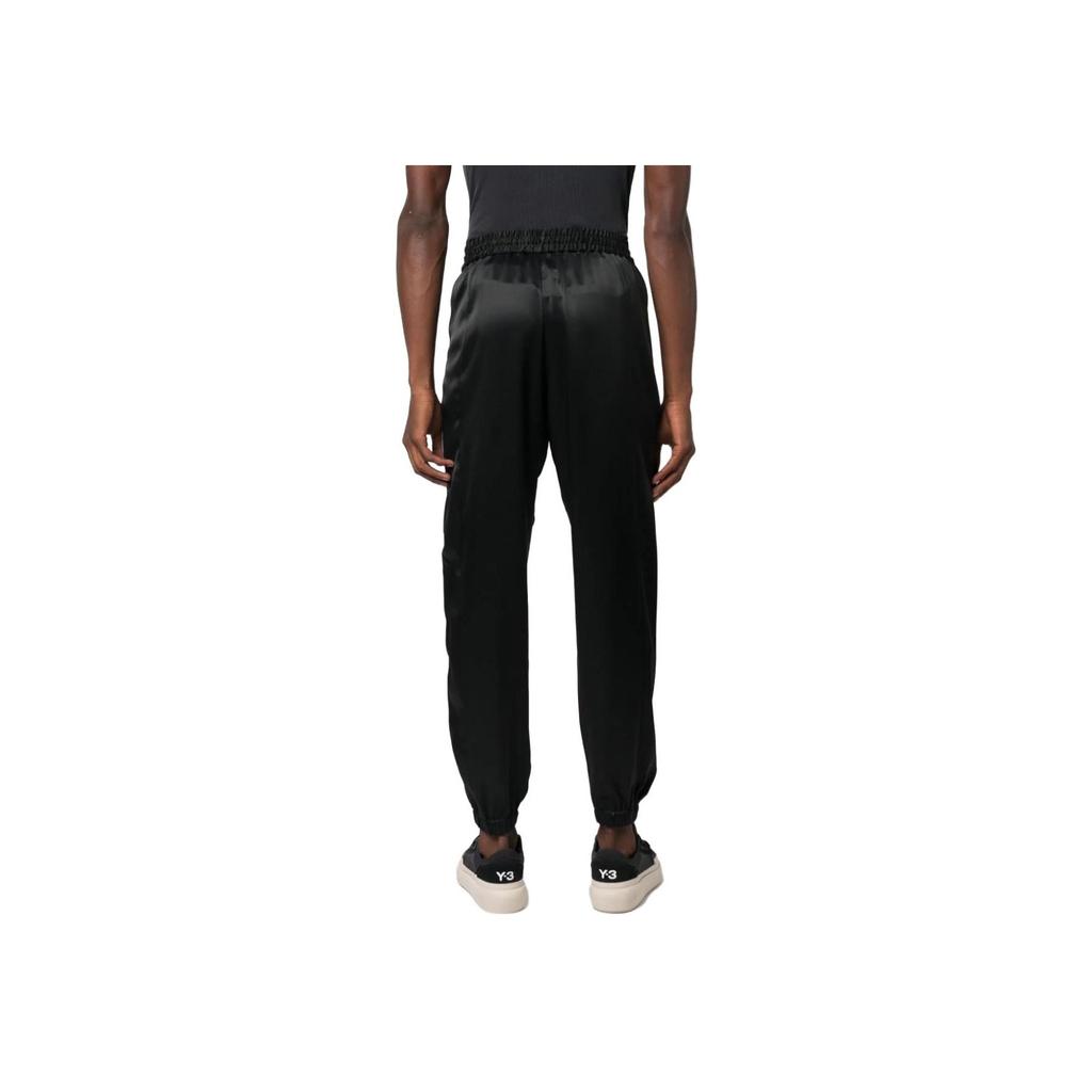 adidas Womens Y-3 Tech Silk 3-Stripes Cuffed Tracksuit Bottoms Black Women Streetwear IQ1797