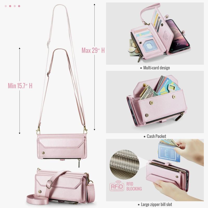 Multi-Functional Leather Crossbody Case for Samsung A72/A12/A13/A24/A33/A57 with Card Slot and Shoulder Strap