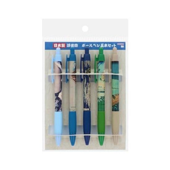 Sun-Star Stationery Ballpoint Pen Set Ukiyo-e Landscape