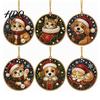 2D Acrylic Santa Ornaments 6 Pcs Christmas Pearl Art Ornaments Flat Holiday Tree Pendant Creative Effect Hanging Decoration for Home Wall