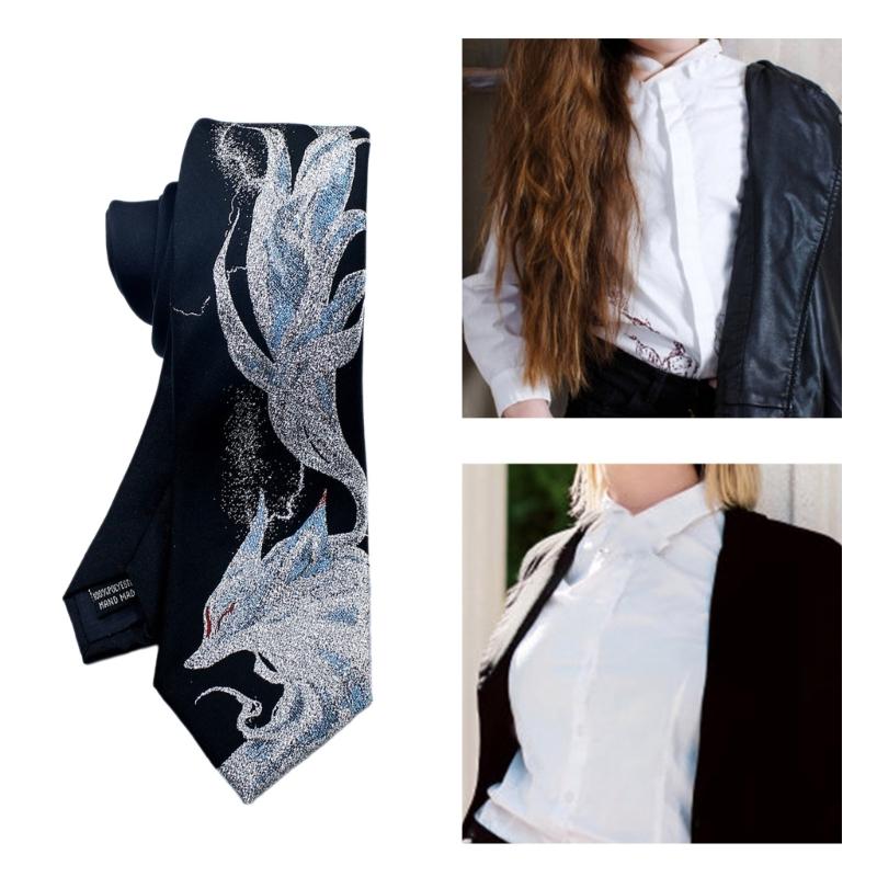 Fashion Necktie for Girls Cosplay Anime Party Nine Tailed Foxes Pattern Neckwear