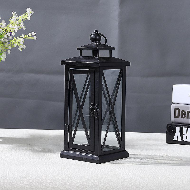 Windproof Lantern Glass Candle Holders Metal