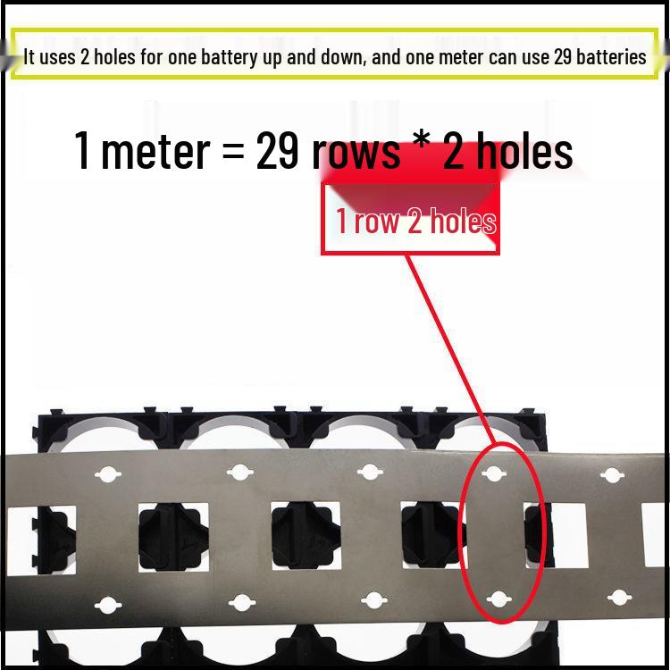 32650 Double Parallel Battery Connector Bracket, 0.2mm Nickel-Plated Steel with 34.5mm Spacing and Screw Holes