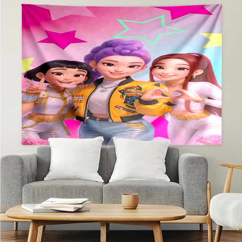 1PC K-pop Demon Hunter Adventure Tapestry, Unique Design Tapestry, Suitable for Bedroom,Livingroom, Playroom,Heartwarming Holiday Gifts