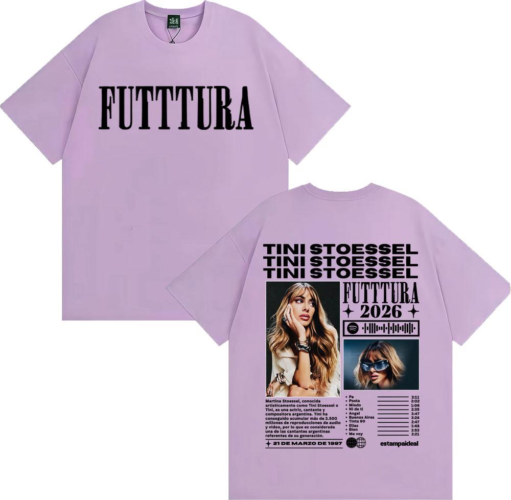 Singer Tini Stoessel Futtura 2026 Tour Merch T-shirts Men Women Harajuku Hip Hop Vintage T Shirt Casual Cotton Oversized T-shirt