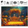 2D plane  1 piece 2D death skull sugar skull peanut flower offering altar flower theme background cloth