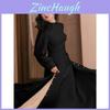 Chinese Style Long Dress With Lace Patchwork For Plus Size Women