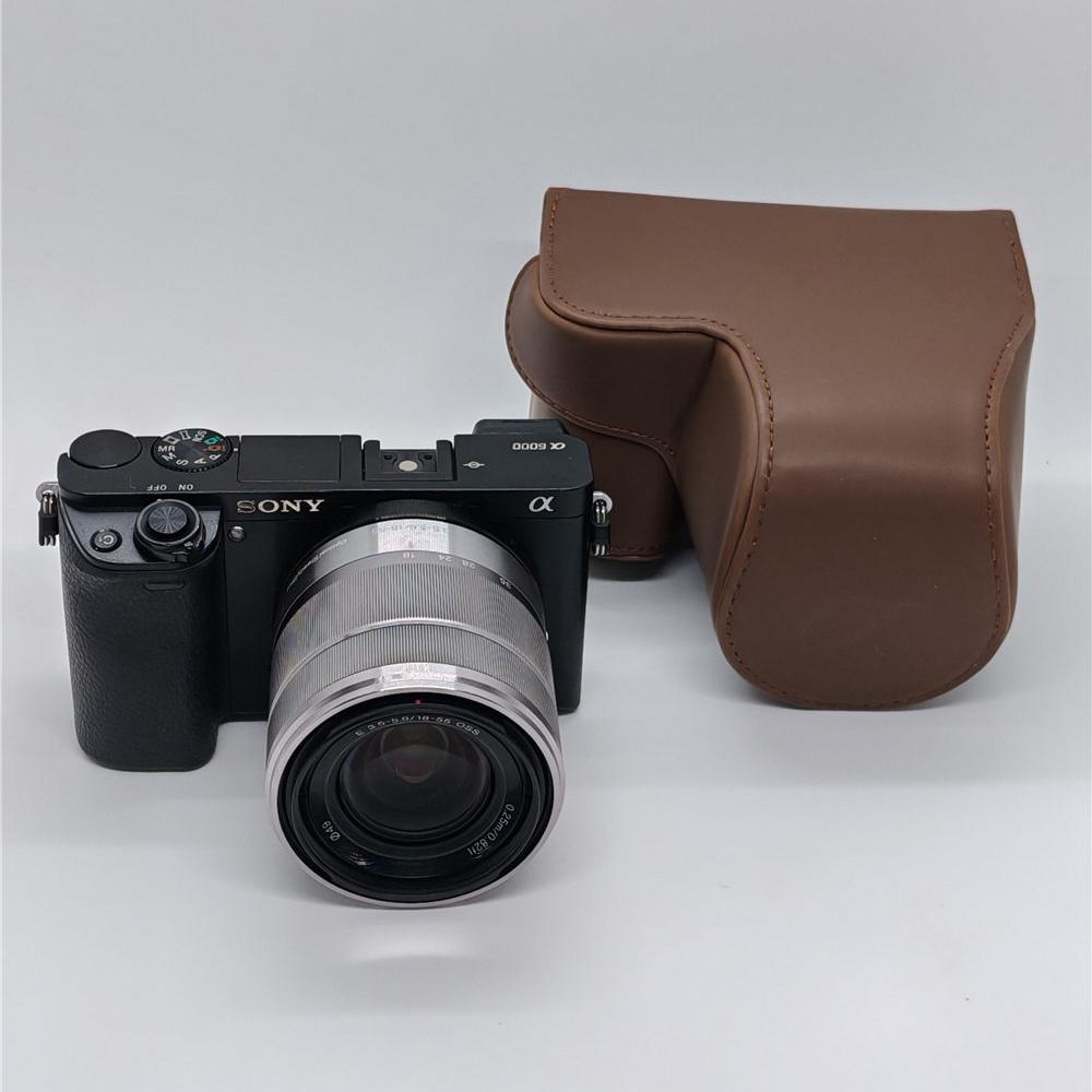 

PU Leather Camera Bag Case for Sony A6300 A6400 A6000 A6100 16-50mm Lens Full Body Cover With Strap