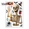 Electrostatic Glue Free Glass Film Halloween Static Window Clings, Removable Decals with Pumpkin Skull Bat Spider Funny Skeleton Jackolantern Stickers