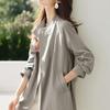 Retro Minimalist Loose Long-Sleeve Trench Coat - Petite, Mid-Length for Spring & Autumn