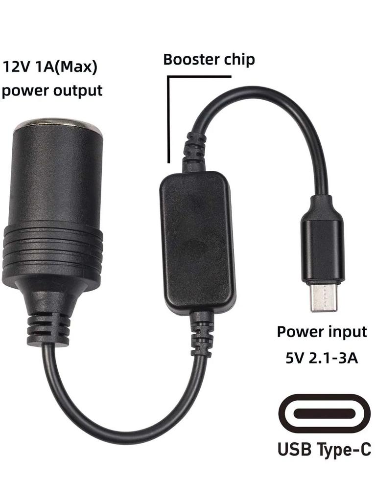 1 stk 5V 2A USB til 12V sigarettenneruttak USB hann til hunn sigarettenneradapterkonverter Biltilbehør