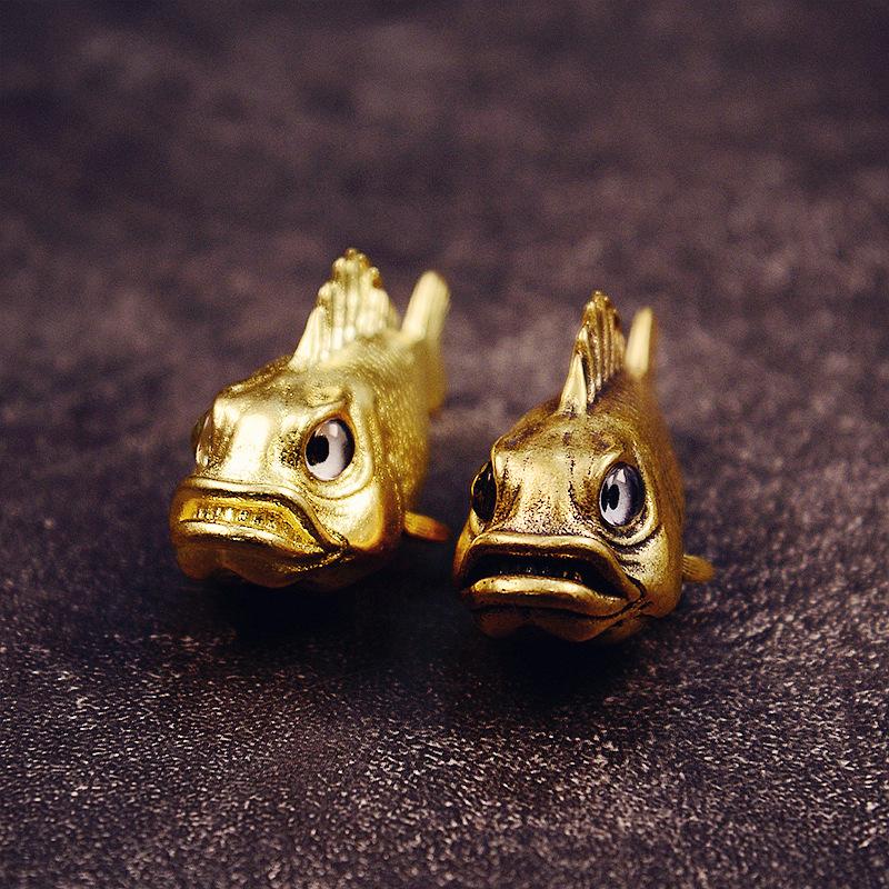 Vintage Style Brass Piranha Figurine Miniature Small Ornament Rustic Metal Home Living Room Wall Shelf Decor for Gifting